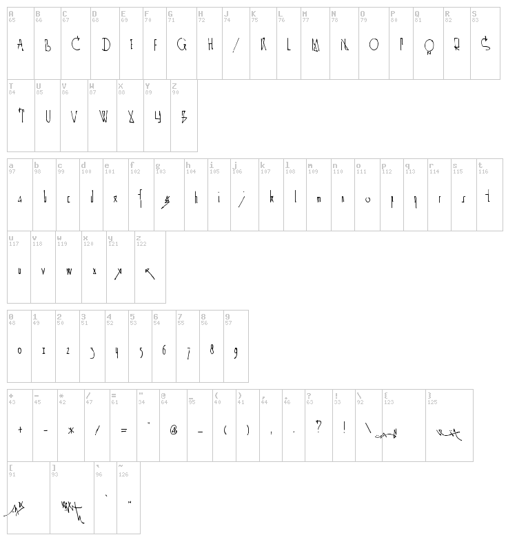 Spijker 08 font map